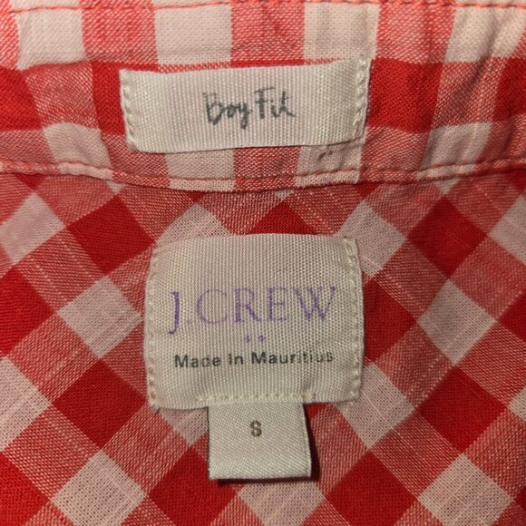 J.Crew Women’s Red Gingham Button Down Shirt Size S Long Sleeve Lightweight - Picture 4 of 11